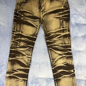 Distressed black denim jeans with unique design, men Size: 40